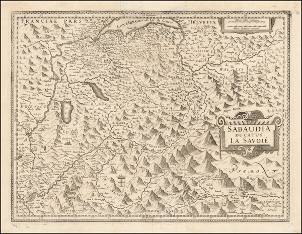 43-Switzerland, France and Italy Map By Jodocus Hondius