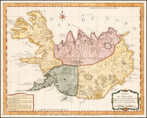 75-Iceland Map By Jacques Nicolas Bellin