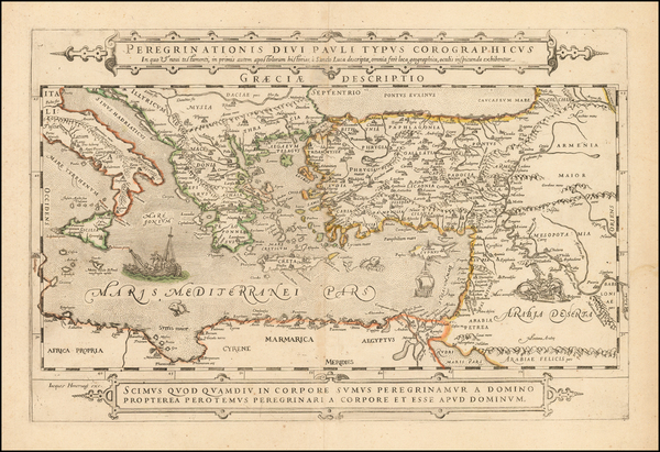 72-Mediterranean, Middle East, Holy Land, Turkey & Asia Minor and Greece Map By Jacob Honervog