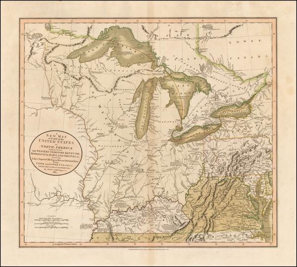 50-Kentucky, Midwest, Illinois, Indiana, Ohio, Michigan, Minnesota, Wisconsin and Canada Map By Jo