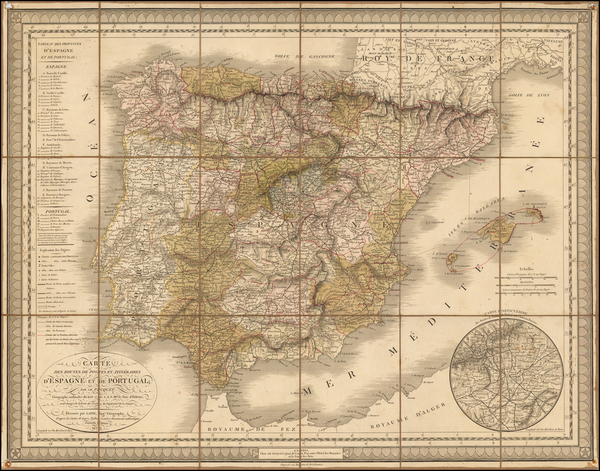 90-Spain and Portugal Map By Pierre Lapie