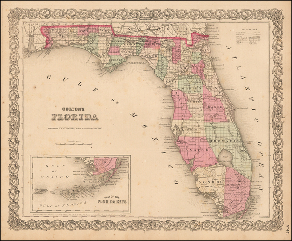 41-Florida Map By G.W.  & C.B. Colton