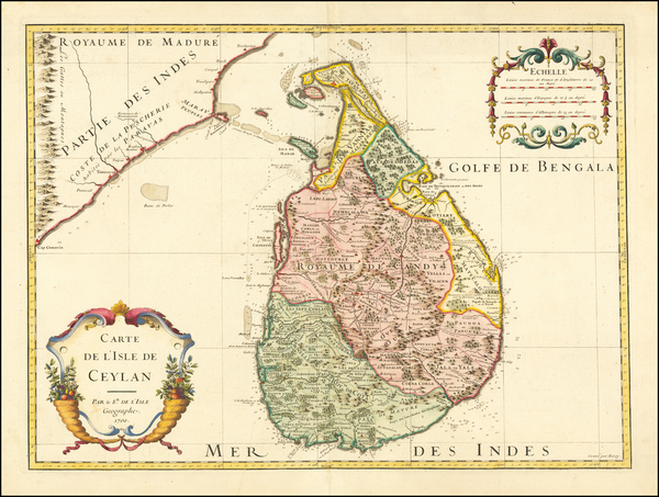 75-India and Sri Lanka Map By Guillaume De L'Isle