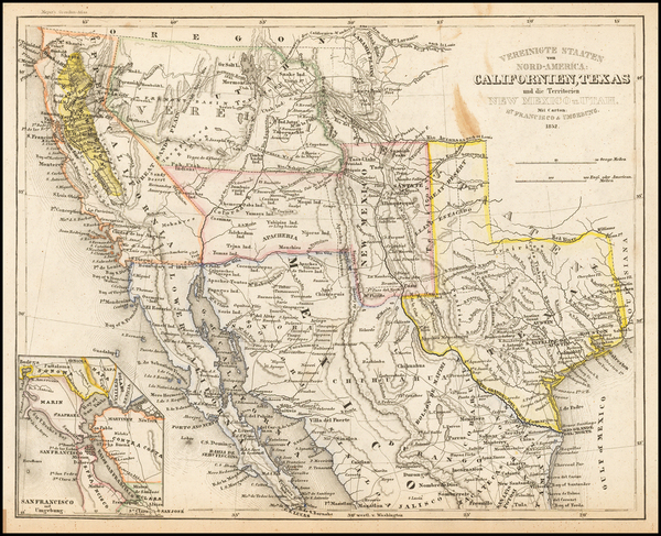 36-Texas, Southwest, Rocky Mountains, Mexico and California Map By Joseph Meyer