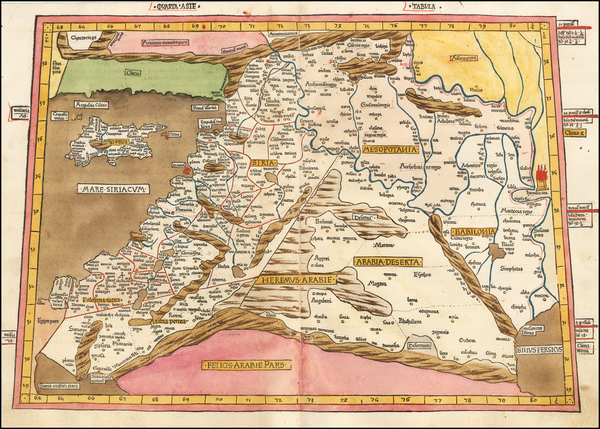 83-Cyprus, Middle East, Holy Land and Turkey & Asia Minor Map By Claudius Ptolemy / Johann Reg