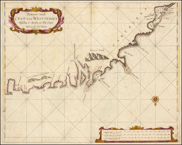 100-Colombia Map By Arent Roggeveen / Jacobus Robijn