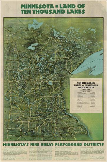 56-Midwest and Minnesota Map By Ten Thousand Lakes of Minnesota Association