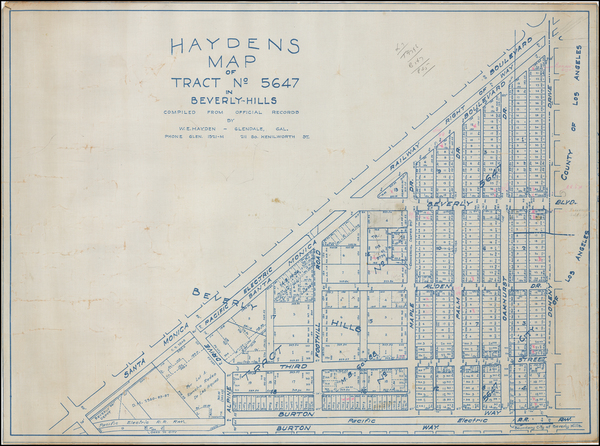 53-Los Angeles Map By W. E. Hayden