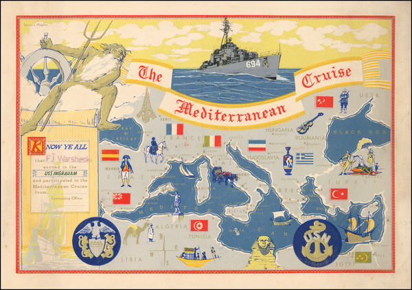 50-Mediterranean, Pictorial Maps and Curiosities Map By Seriart Naples