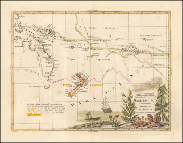 39-Australia & Oceania, Australia, Oceania and New Zealand Map By Antonio Zatta