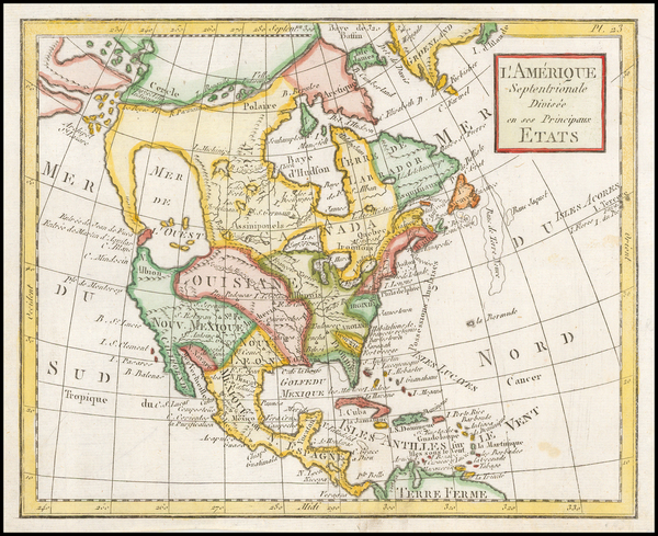 67-North America Map By De la Porte