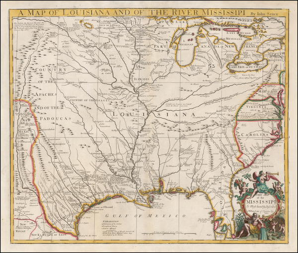 98-United States, South, Southeast, Texas, Midwest and Plains Map By John Senex