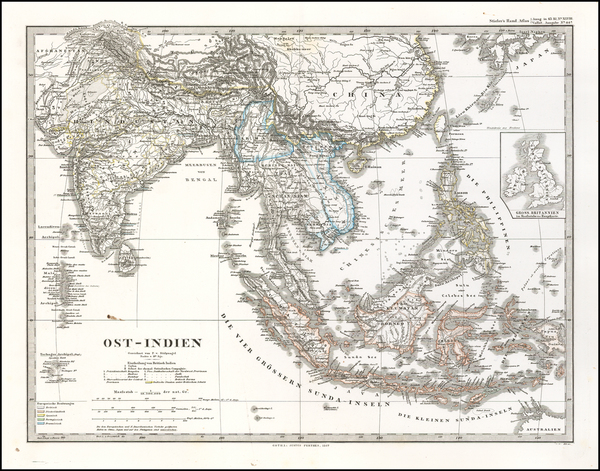 54-India, Southeast Asia and Philippines Map By Adolf Stieler