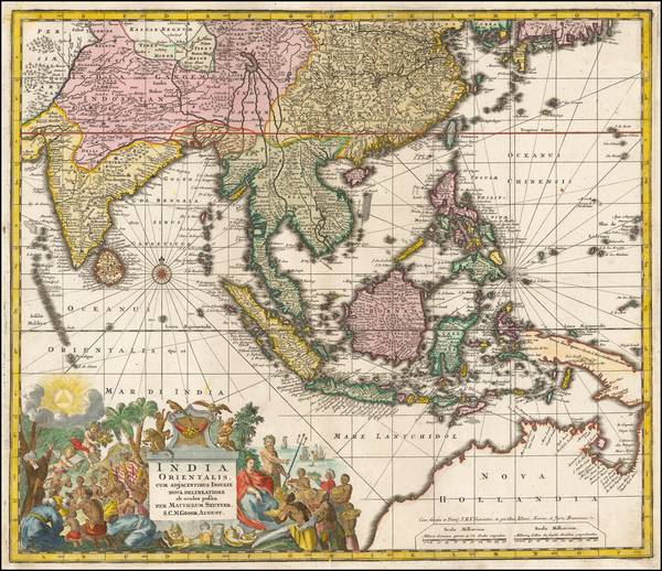 16-India, Southeast Asia, Philippines and Australia Map By Matthaus Seutter