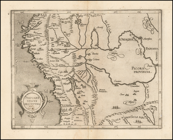 49-South America and Peru & Ecuador Map By Cornelis van Wytfliet