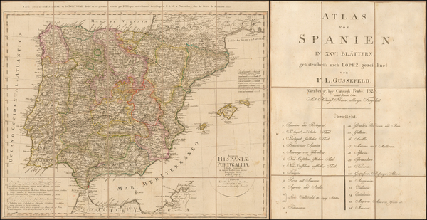 30-Spain and Portugal Map By Franz Ludwig Gussefeld