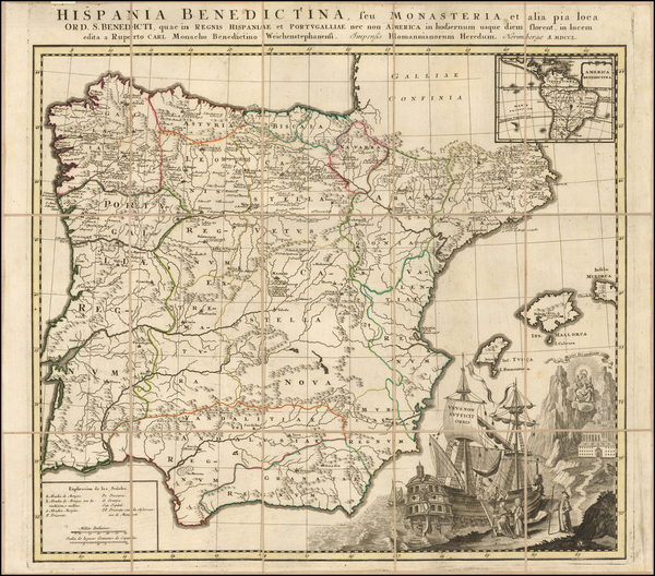 64-Spain and Portugal Map By Homann Heirs