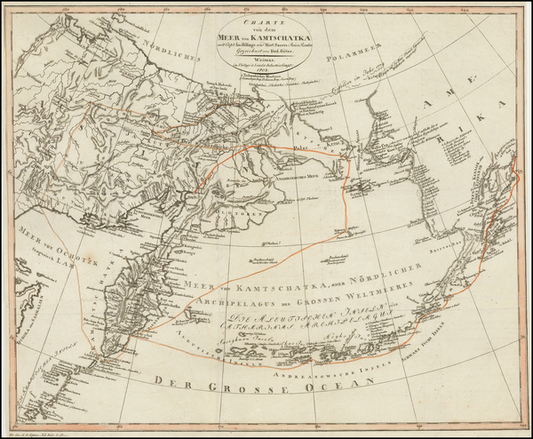 80-Polar Maps, Alaska, China and Russia in Asia Map By Land Industrie Comptoirs