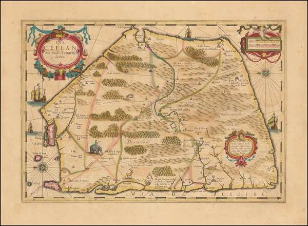 50-Sri Lanka Map By Jodocus Hondius