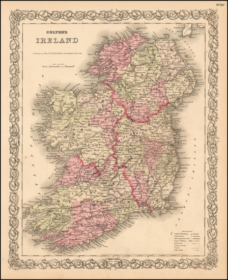 13-Ireland Map By Joseph Hutchins Colton