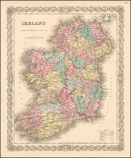 68-Ireland Map By Joseph Hutchins Colton