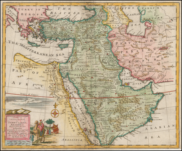 9-Middle East and Turkey & Asia Minor Map By Emanuel Bowen