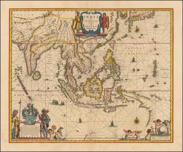 24-China, India, Southeast Asia and Philippines Map By Willem Janszoon Blaeu