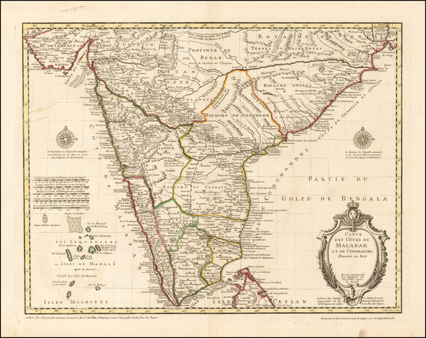 4-India Map By Guillaume De L'Isle / Philippe Buache / Jean-Claude Dezauche