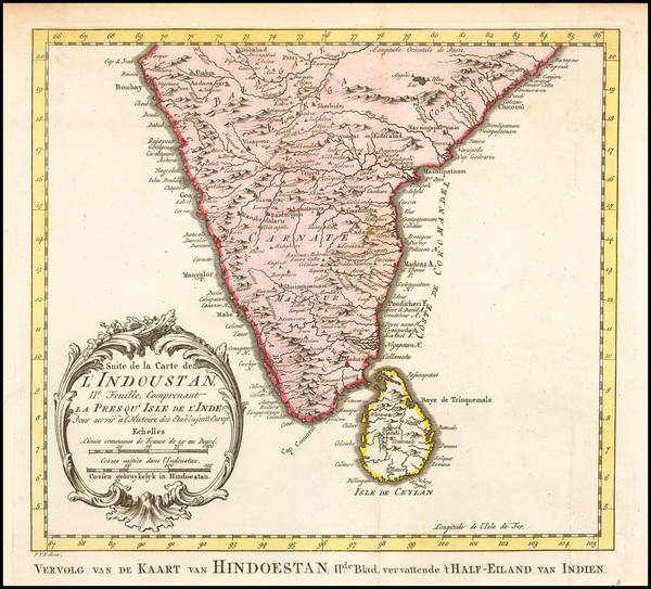 47-India Map By Jacques Nicolas Bellin