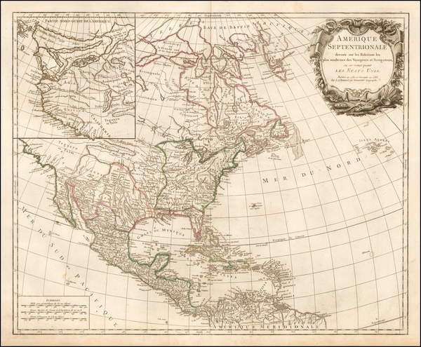 70-North America Map By Gilles Robert de Vaugondy