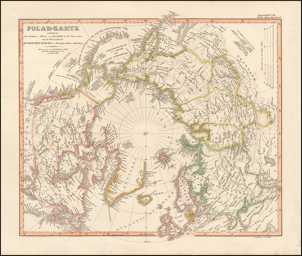 90-Northern Hemisphere and Polar Maps Map By Adolf Stieler