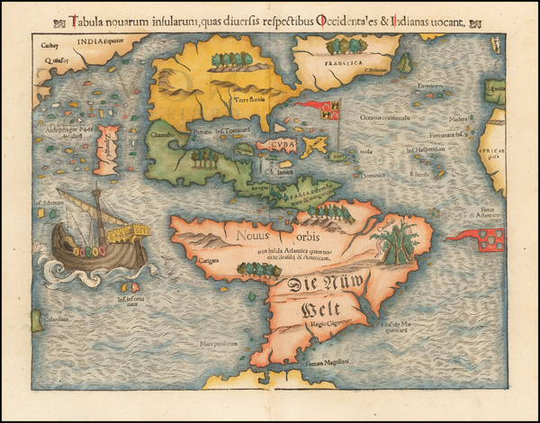 97-Western Hemisphere, North America, South America, Pacific and America Map By Sebastian Munster