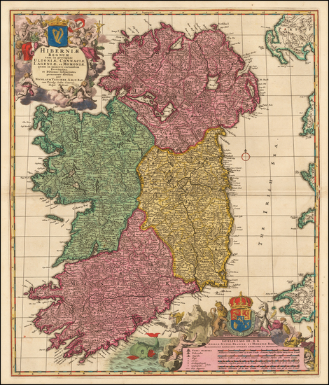 28-Ireland Map By Nicolaes Visscher I