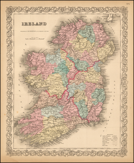 86-Ireland Map By Joseph Hutchins Colton