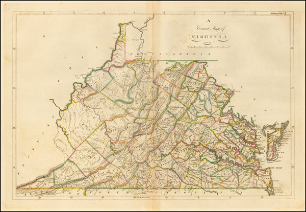 47-West Virginia and Virginia Map By Mathew Carey