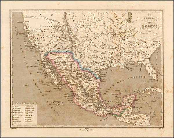 64-Texas, Southwest, Rocky Mountains and California Map By Francesco Pagnoni