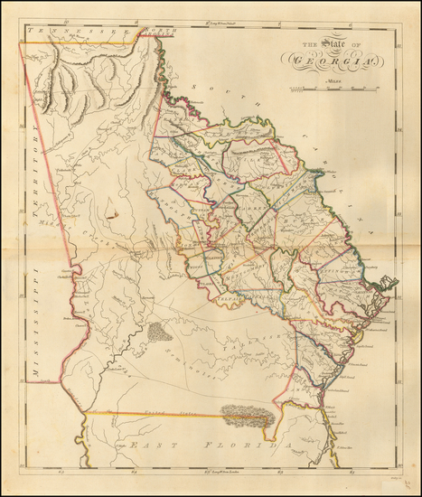 5-Georgia Map By Mathew Carey