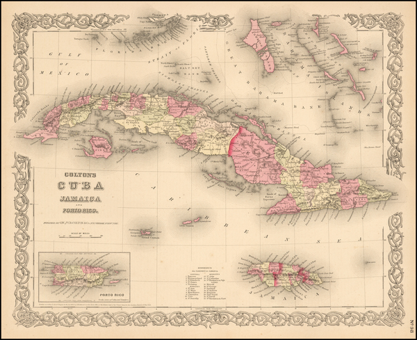 90-Caribbean and Cuba Map By Joseph Hutchins Colton