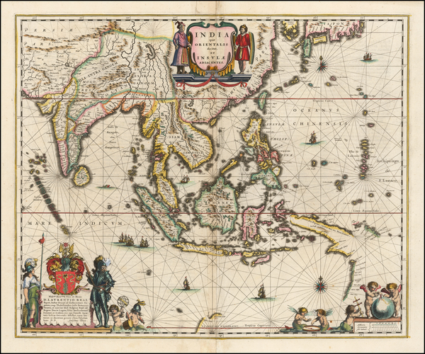 18-China, India, Southeast Asia and Philippines Map By Willem Janszoon Blaeu