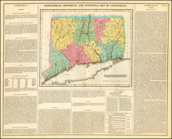 69-Connecticut Map By Henry Charles Carey  &  Isaac Lea