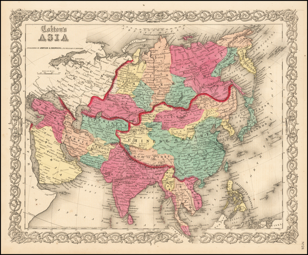 20-Asia and Asia Map By Joseph Hutchins Colton