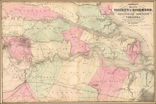 74-Mid-Atlantic and Southeast Map By Benjamin P Ward  &  Alvin Jewett Johnson