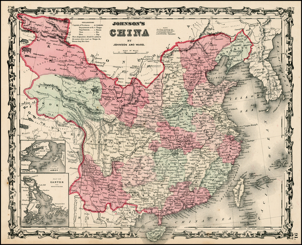 60-Asia, China and Korea Map By Benjamin P Ward  &  Alvin Jewett Johnson