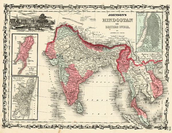 89-Asia, India and Southeast Asia Map By Benjamin P Ward  &  Alvin Jewett Johnson