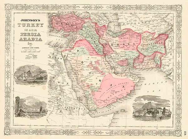 4-Asia, Middle East and Turkey & Asia Minor Map By Benjamin P Ward  &  Alvin Jewett Johns