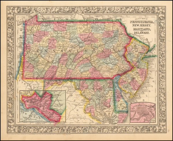 36-Mid-Atlantic Map By Samuel Augustus Mitchell Jr.