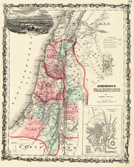 14-Asia and Holy Land Map By Benjamin P Ward  &  Alvin Jewett Johnson