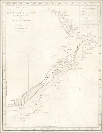 72-New Zealand Map By James Cook