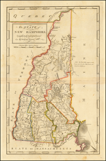 60-New Hampshire Map By Mathew Carey