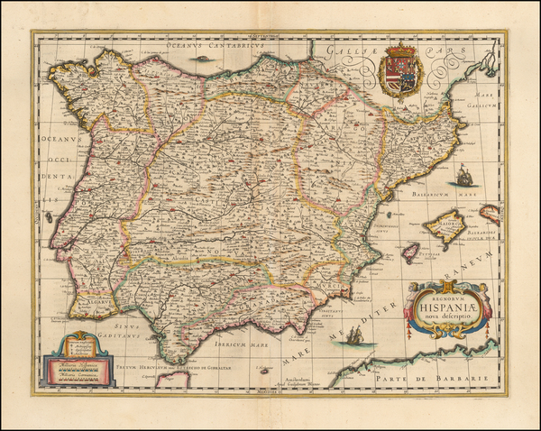 33-Spain and Balearic Islands Map By Willem Janszoon Blaeu